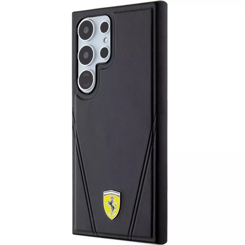 Ferrari FEHMS24LP3BAK Hardcase für Samsung Galaxy S24 Ultra, Schwarz, Hot Stamp V-Linien, MagSafe
