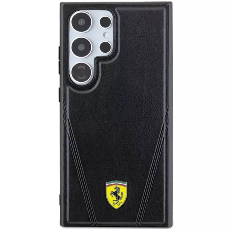 Ferrari FEHMS24LP3BAK Hardcase für Samsung Galaxy S24 Ultra, Schwarz, Hot Stamp V-Linien, MagSafe
