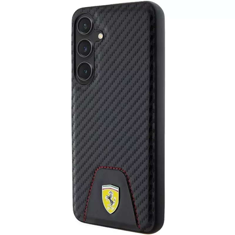 Ferrari FEHCS24MN3PUK Hard Case für Samsung Galaxy S24+ (SM-S926) - Carbon Stitched Bottom - Schwarz