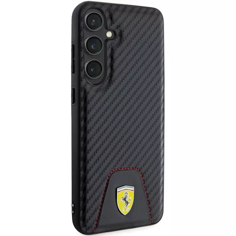 Ferrari FEHCS24MN3PUK Hard Case für Samsung Galaxy S24+ (SM-S926) - Carbon Stitched Bottom - Schwarz