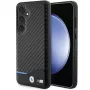 BMW M Collection Echtleder Carbonfaser Hard Back Cover für Samsung Galaxy S24 - Schwarz