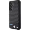 BMW M Collection Echtleder Carbonfaser Hard Back Cover für Samsung Galaxy S24 - Schwarz