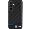 BMW M Collection Echtleder Carbonfaser Hard Back Cover für Samsung Galaxy S24 - Schwarz