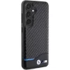 BMW M Collection Echtleder Carbonfaser Hard Back Cover für Samsung Galaxy S24 - Schwarz