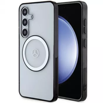 MERCEDES-BENZ MEHMS24S23HUOKC Transparente Hartschale für Samsung Galaxy S24 mit aufgedrucktem Logo und MagSafe