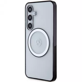 MERCEDES-BENZ MEHMS24S23HUOKC Transparente Hartschale für Samsung Galaxy S24 mit aufgedrucktem Logo und MagSafe