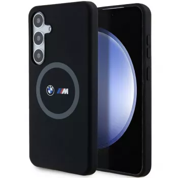 BMW M Collection Silicone Hard Case mit Ringhalter MagSafe für Samsung Galaxy S24+ (SM-S926) - Schwarz