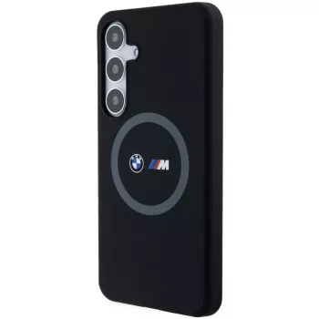 BMW M Collection Silicone Hard Case mit Ringhalter MagSafe für Samsung Galaxy S24+ (SM-S926) - Schwarz