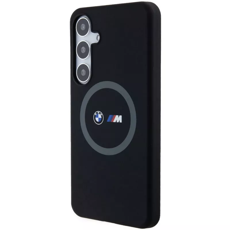 BMW M Collection Silicone Hard Case mit Ringhalter MagSafe für Samsung Galaxy S24+ (SM-S926) - Schwarz