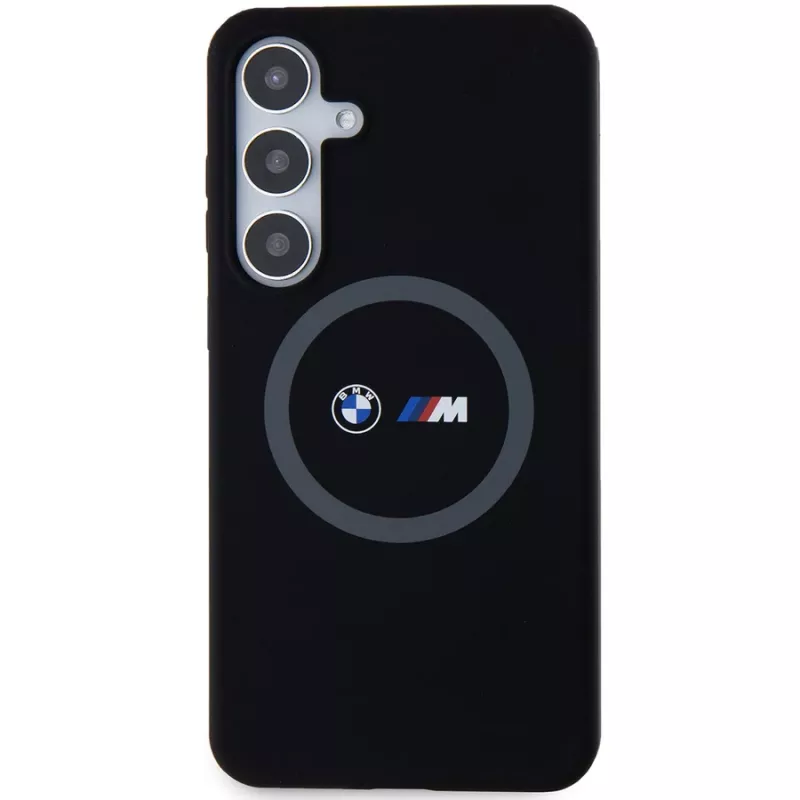 BMW M Collection Silicone Hard Case mit Ringhalter MagSafe für Samsung Galaxy S24+ (SM-S926) - Schwarz