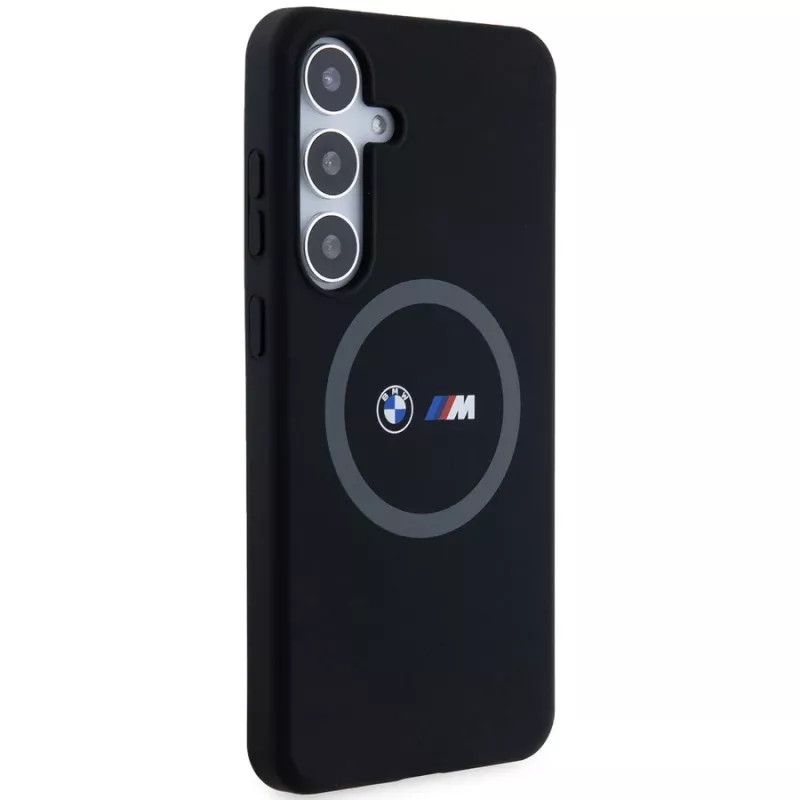 BMW M Collection Silicone Hard Case mit Ringhalter MagSafe für Samsung Galaxy S24+ (SM-S926) - Schwarz