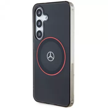 Mercedes-Benz S24 Hardcase Double Layer mit Red MagSafe für Samsung Galaxy S24 - Schwarz