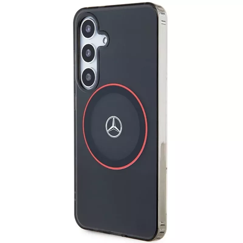 Mercedes-Benz S24 Hardcase Double Layer mit Red MagSafe für Samsung Galaxy S24 - Schwarz