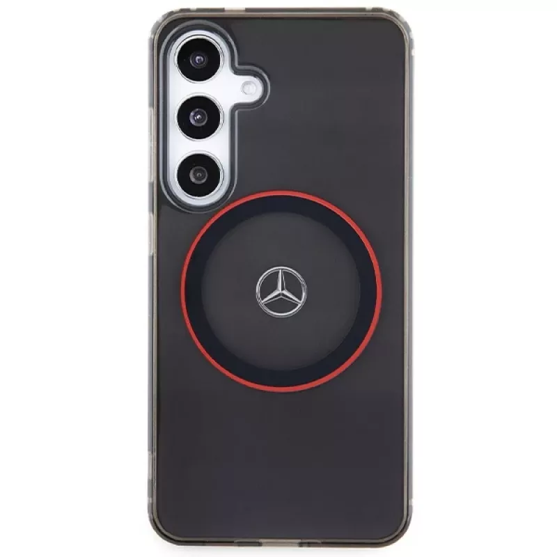 Mercedes-Benz S24 Hardcase Double Layer mit Red MagSafe für Samsung Galaxy S24 - Schwarz