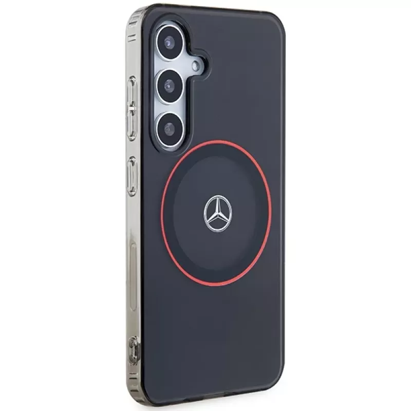 Mercedes-Benz S24 Hardcase Double Layer mit Red MagSafe für Samsung Galaxy S24 - Schwarz