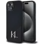 KARL LAGERFELD Silicone Shadow Metal Initial MagSafe Case für iPhone 15 Schwarz