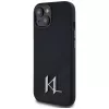 KARL LAGERFELD Silicone Shadow Metal Initial MagSafe Case für iPhone 15 Schwarz