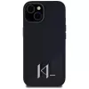 KARL LAGERFELD Silicone Shadow Metal Initial MagSafe Case für iPhone 15 Schwarz