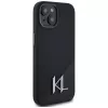 KARL LAGERFELD Silicone Shadow Metal Initial MagSafe Case für iPhone 15 Schwarz