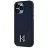 KARL LAGERFELD Silicone Shadow Metal Initial MagSafe Case für iPhone 15 Pro, Schwarz