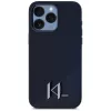 KARL LAGERFELD Silicone Shadow Metal Initial MagSafe Case für iPhone 15 Pro, Schwarz