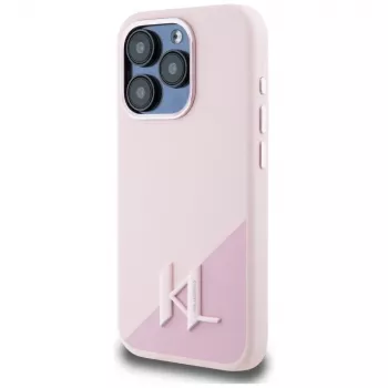 KARL LAGERFELD Silicone Shadow Metal Initial MagSafe Case für iPhone 15 Pro Max, Pink
