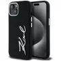 KARL LAGERFELD Silicone Metal Script Logo Case für Apple iPhone 15, Schwarz