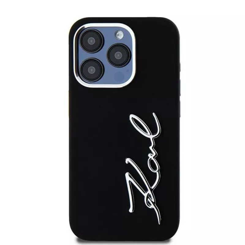 Karl Lagerfeld KLHCP15LSCMSMVK Hardcase Silicone Metal Script Logo für iPhone 15 Pro 6.1 Schwarz