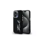 KARL LAGERFELD Silicone Metal Script Logo Case für Apple iPhone 15 Pro Max, Schwarz