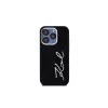 KARL LAGERFELD Silicone Metal Script Logo Case für Apple iPhone 15 Pro Max, Schwarz