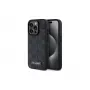 Karl Lagerfeld KLHMP15LPKHPORPK iPhone 15 Pro 6.1 Hardcase Black Leather Monogram Metal Logo MagSafe