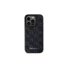 Karl Lagerfeld KLHMP15LPKHPORPK iPhone 15 Pro 6.1 Hardcase Black Leather Monogram Metal Logo MagSafe