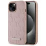 Karl Lagerfeld Leder Monogramm Metall Logo MagSafe Hülle für iPhone 15 Pink