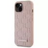 Karl Lagerfeld Leder Monogramm Metall Logo MagSafe Hülle für iPhone 15 Pink