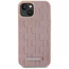 Karl Lagerfeld Leder Monogramm Metall Logo MagSafe Hülle für iPhone 15 Pink