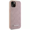 Karl Lagerfeld Leder Monogramm Metall Logo MagSafe Hülle für iPhone 15 Pink
