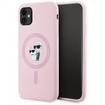 KARL LAGERFELD Silicone Karl&Choupette MagSafe Case für iPhone 11 Pink