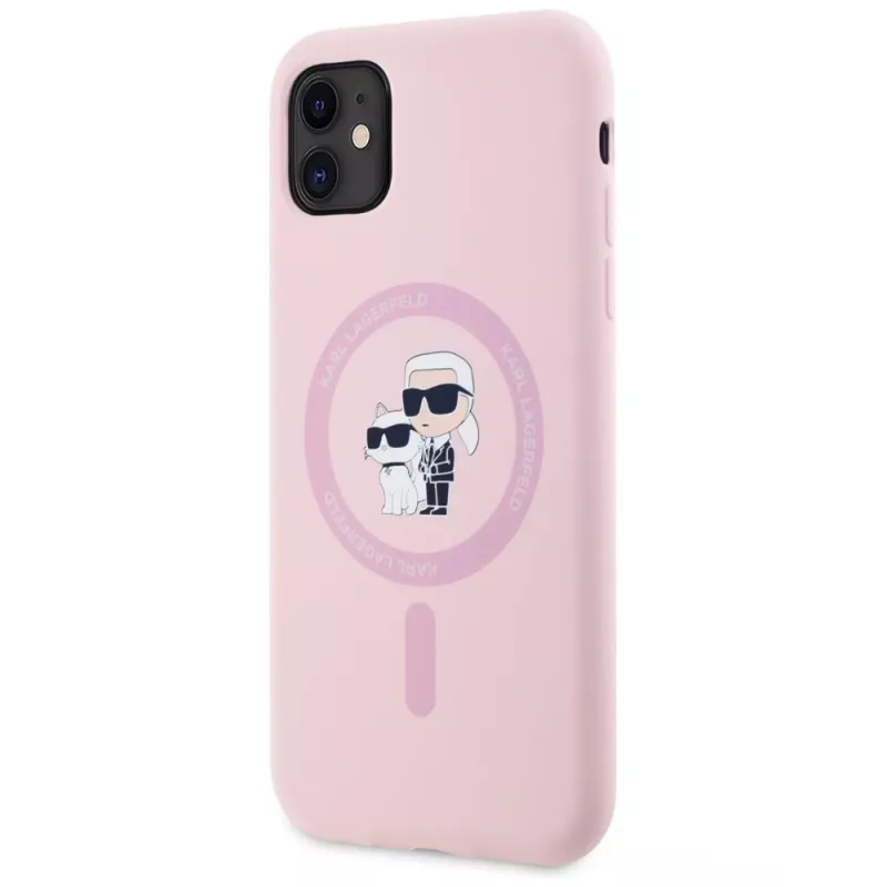 KARL LAGERFELD Silicone Karl&Choupette MagSafe Case für iPhone 11 Pink