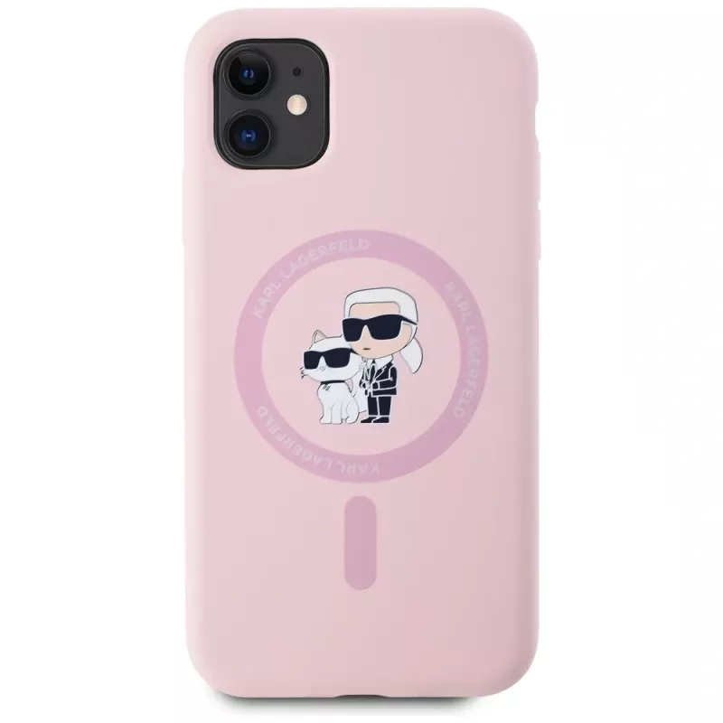 KARL LAGERFELD Silicone Karl&Choupette MagSafe Case für iPhone 11 Pink