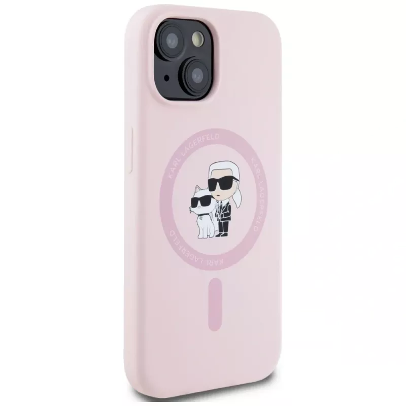 Karl Lagerfeld Silicone Karl & Choupette MagSafe Case für iPhone 15 Pink