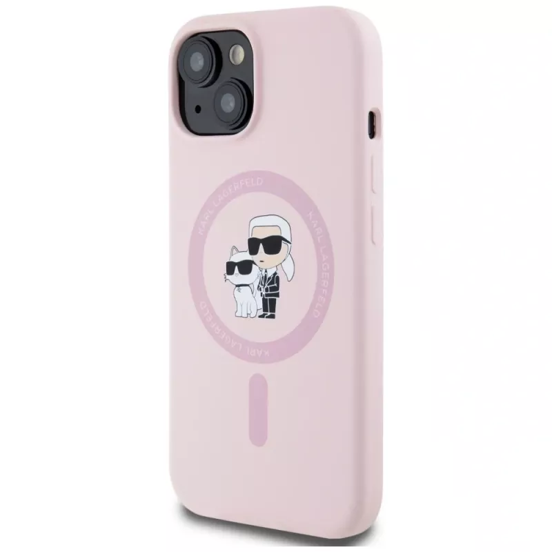 Karl Lagerfeld Silicone Karl & Choupette MagSafe Case für iPhone 15 Plus Pink