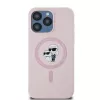 Karl Lagerfeld KLHMP15LSCMKCRHP iPhone 15 Pro 6,1 inch Pink Silicone Hardcase Karl & Choupette MagSafe