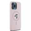 Karl Lagerfeld KLHMP15LSCMKCRHP iPhone 15 Pro 6,1 inch Pink Silicone Hardcase Karl & Choupette MagSafe