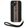 KARL LAGERFELD Saffiano Athleisure Stripes Cord Case für iPhone 15, Schwarz-Rot