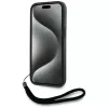 KARL LAGERFELD Saffiano Athleisure Stripes Cord Case für iPhone 15 Pro, Schwarz/Rot