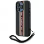 KARL LAGERFELD Saffiano AthleisureStripes Cord Case für iPhone 15 Pro Max, Schwarz/Rot