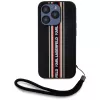 KARL LAGERFELD Saffiano AthleisureStripes Cord Case für iPhone 15 Pro Max, Schwarz/Rot