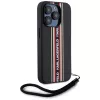 KARL LAGERFELD Saffiano AthleisureStripes Cord Case für iPhone 15 Pro Max, Schwarz/Rot