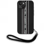 Karl Lagerfeld Saffiano Athleisure Stripes Cord Case für iPhone 15, Schwarz-Pink