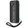 Karl Lagerfeld Saffiano Athleisure Stripes Cord Case für iPhone 15, Schwarz-Pink